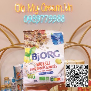 NGŨ CỐC YẾN MẠCH BJORG BIO PHÁP 375g (nho khô - sung tây - mơ tây hữu cơ)