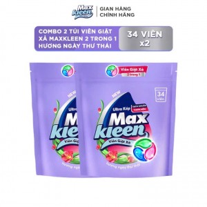 Combo 2 Túi Viên Giặt Xả MaxKleen hương Ngày Thư Thái 34 viên/ túi