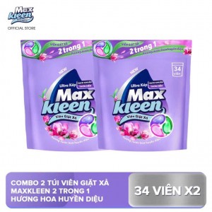 Combo 2 Túi Viên Giặt Xả MaxKleen Hương Huyền Diệu 34 viên/túi