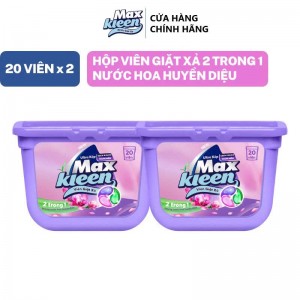 Combo 2 Hộp Viên Giặt Xả MaxKleen Hương Nước Hoa Huyền Diệu 20 Viên/Hộp