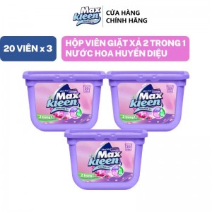 Combo 3 Hộp Viên Giặt Xả MaxKleen Hương Hương Nước Hoa Huyền Diệu 20 Viên/Hộp